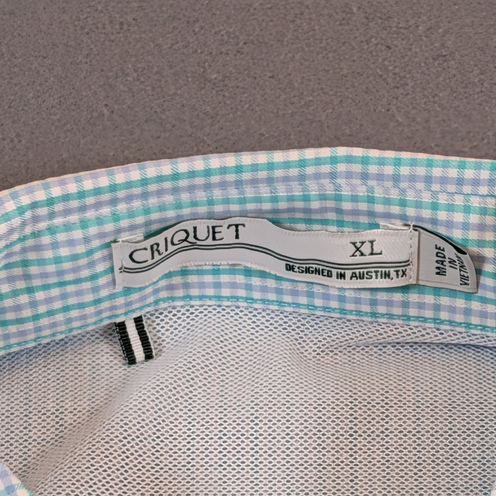 Criquet Mens Short Sleeve Seersucker Button Down Shirt‎ Size XL Fishing Vented - Picture 7 of 8